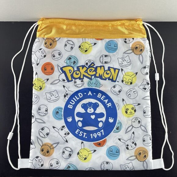 Build A Bear Workshop BAB 1997 Pokemon Drawstring Bag Backpack Mesh 16x13” - Picture 1 of 2